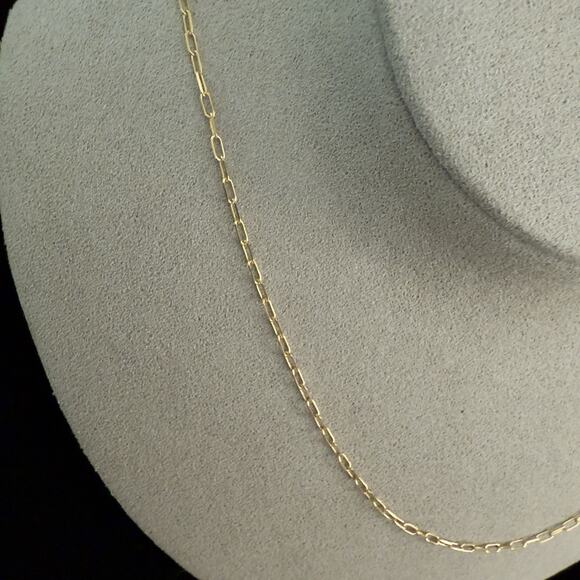 Solid 10k Yellow Gold Paper Clip Necklace 20in 1.8mm~NEW - Picture 4 of 9